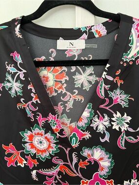 Natori Luxury Black Paisley Floral Dress XL - Pockets & Stretch NWOT
